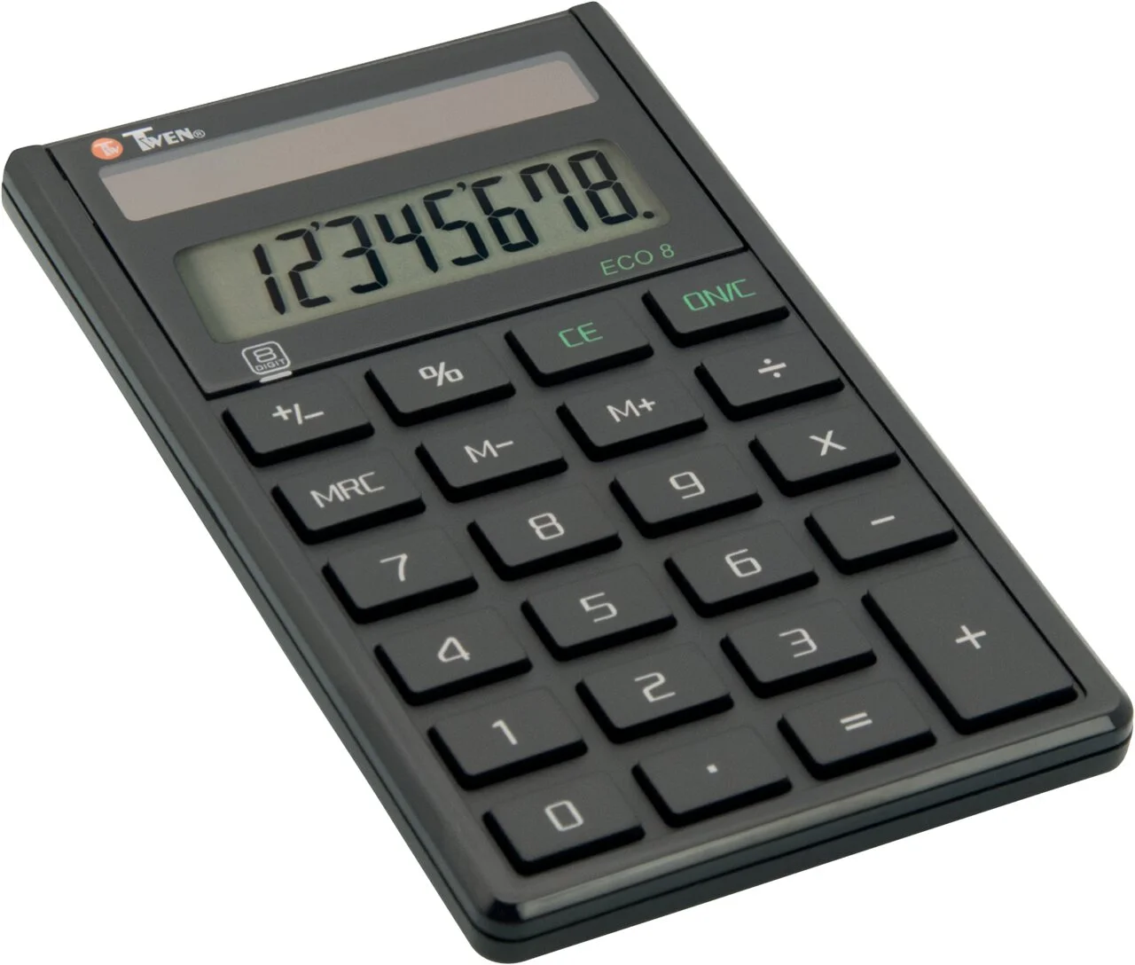 TWEN Taschenrechner ECO 8, 8-stelliges LC-Display, Solar (EAN: 4025999801472)