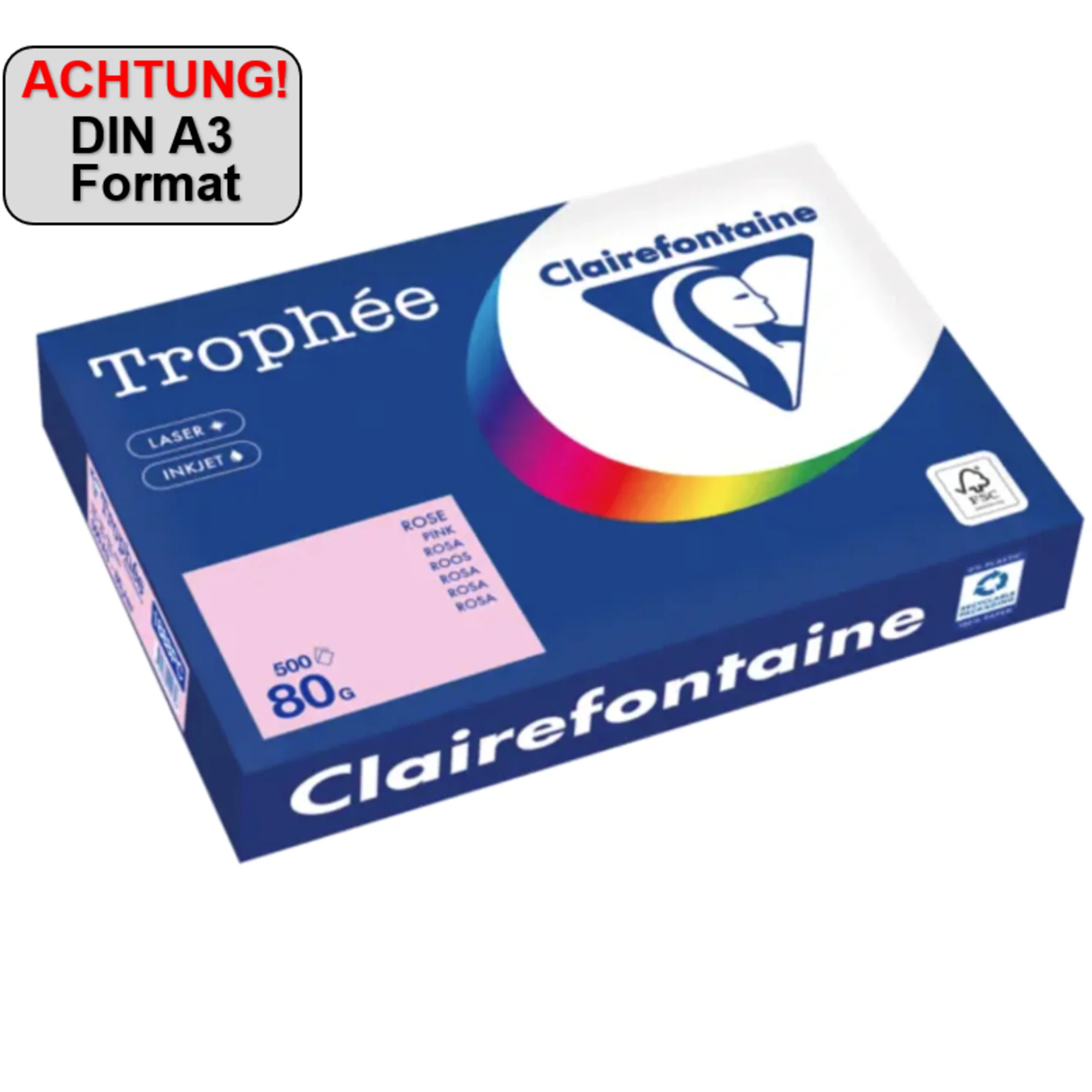 Clairefontaine Multifunktionspapier Trophée, A3, rosa (EAN: 3329680004656)