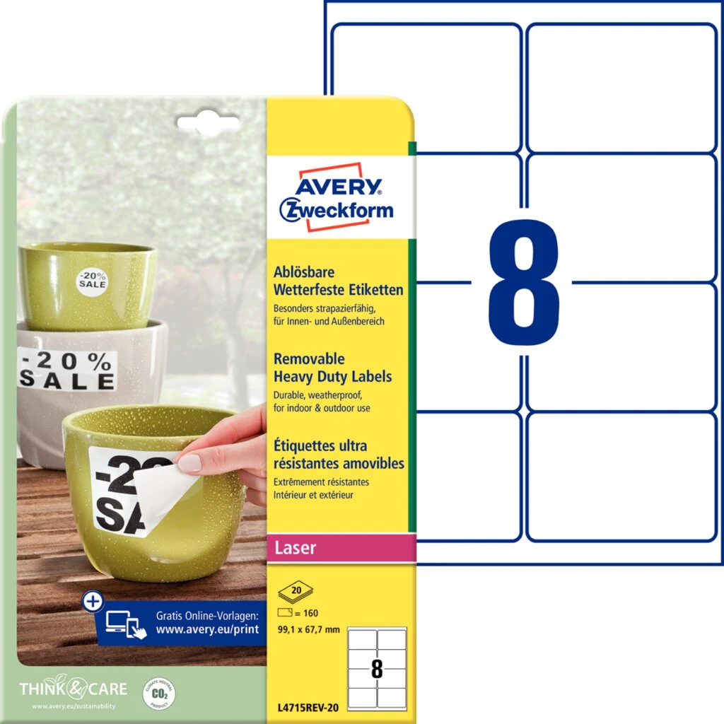 AVERY Zweckform wetterfeste Etiketten, 99,1 x 67,7 mm (EAN: 4004182067505)