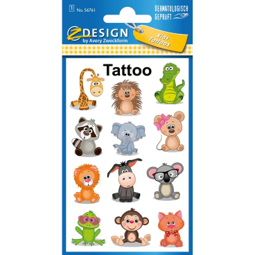 ZDesign KIDS Kinder-Tattoos "Koala, Frosch, Giraffe", bunt (EAN: 4004182567616)