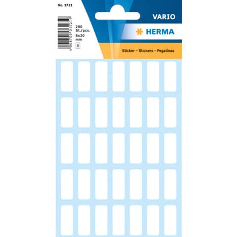 HERMA Vielzweck-Etiketten, 8 x 20 mm, weiß, Kleinpackung (EAN: 4008705037211)