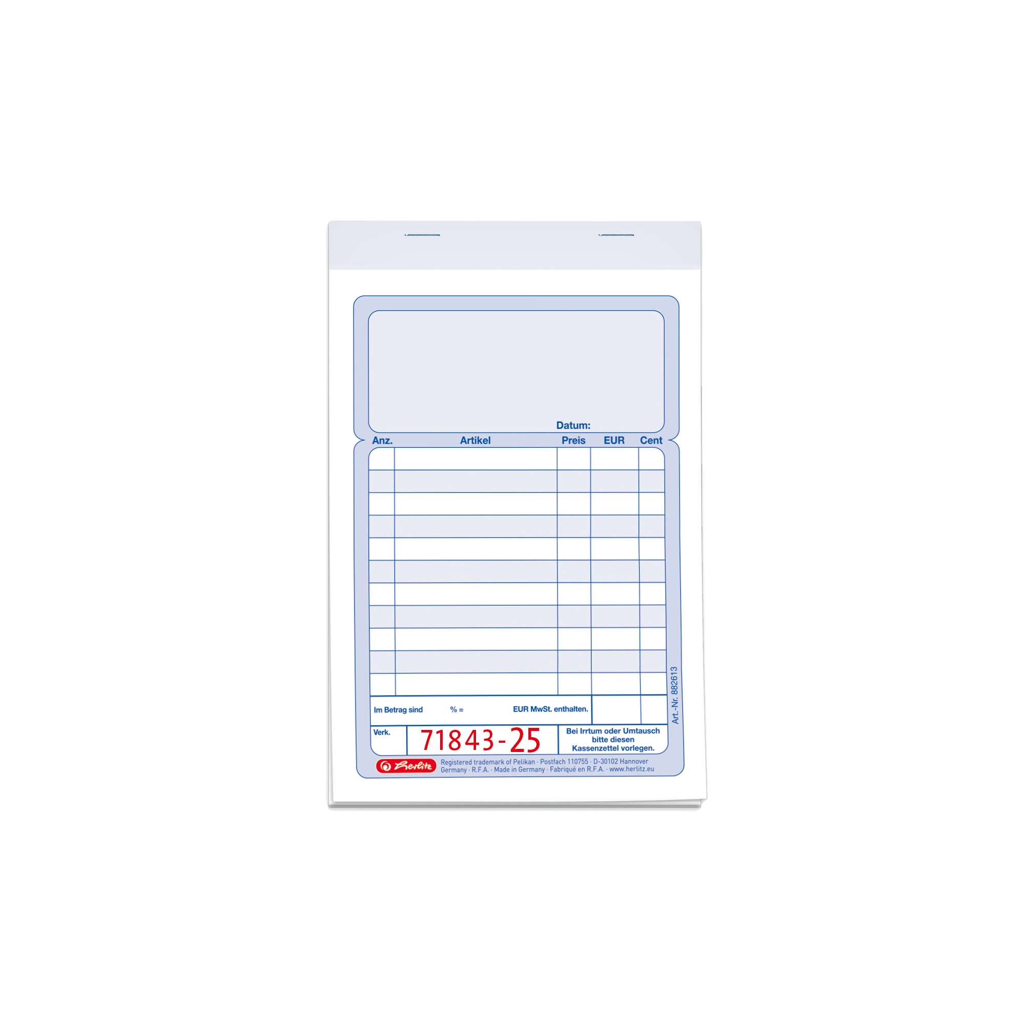 herlitz Formularbuch "Kassenblock", DIN A6, 2 x 50 Blatt (EAN: 4008110882611)