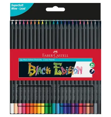 FABER-CASTELL Dreikant-Buntstifte Black Edition, 24er Etui (EAN: 4005401164241)