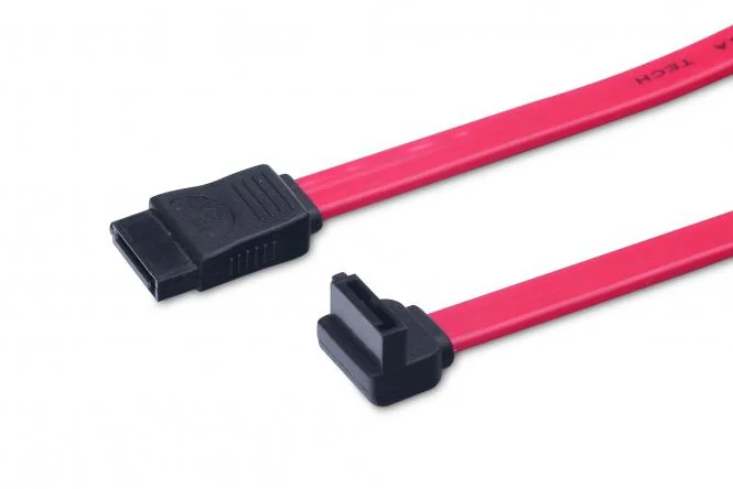 DIGITUS Serial ATA Anschlusskabel, L-Typ Kupplung gewinkelt, Kabel rot, Anschlüsse schwarz (EAN: 4016032299530)