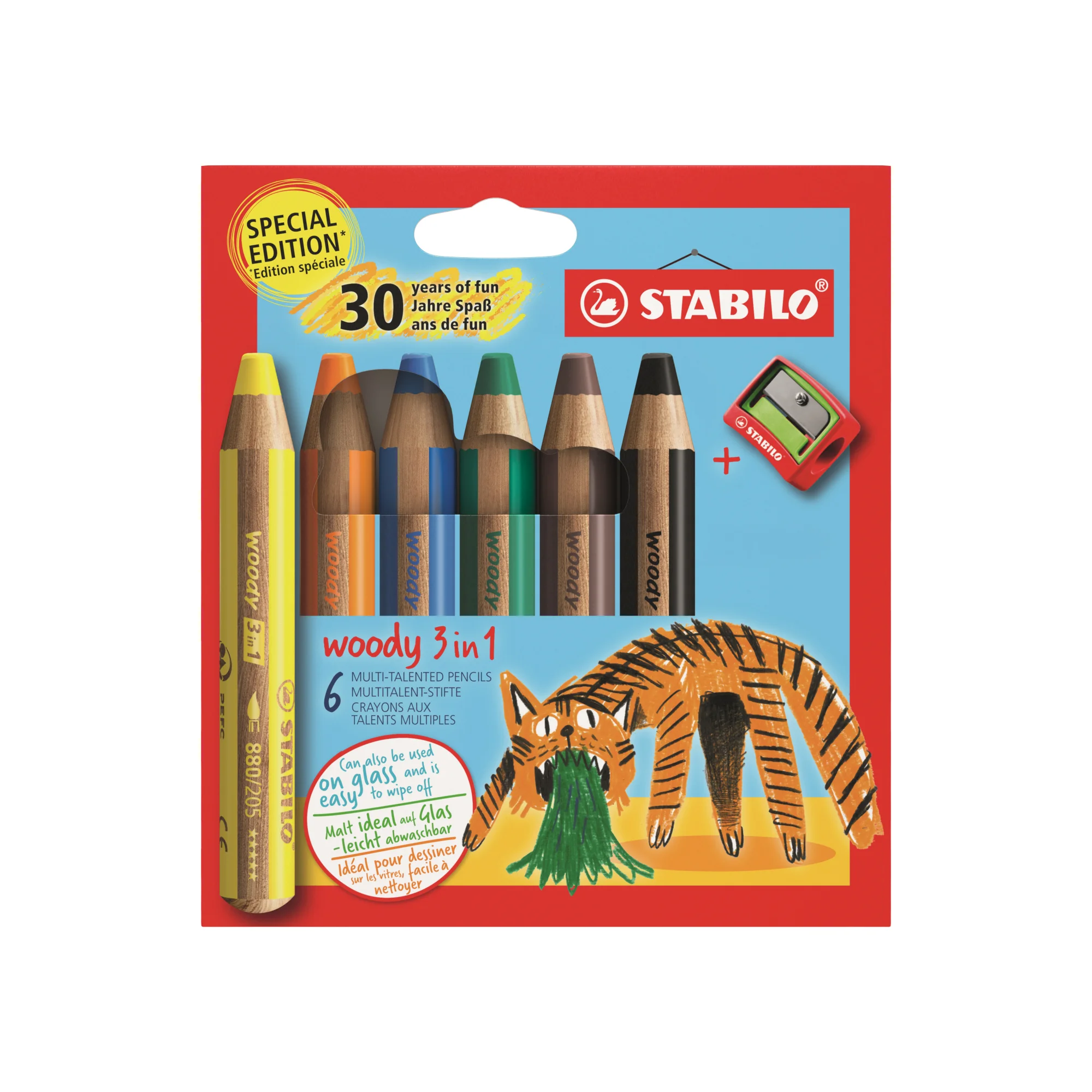 STABILO Multitalentstift woody 3 in 1, 6er Etui Tiger (EAN: 4006381618724)