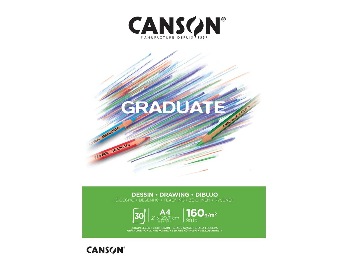 CANSON Studienblock GRADUATE ZEICHNEN, DIN A4, weiß (EAN: 3148950021014)