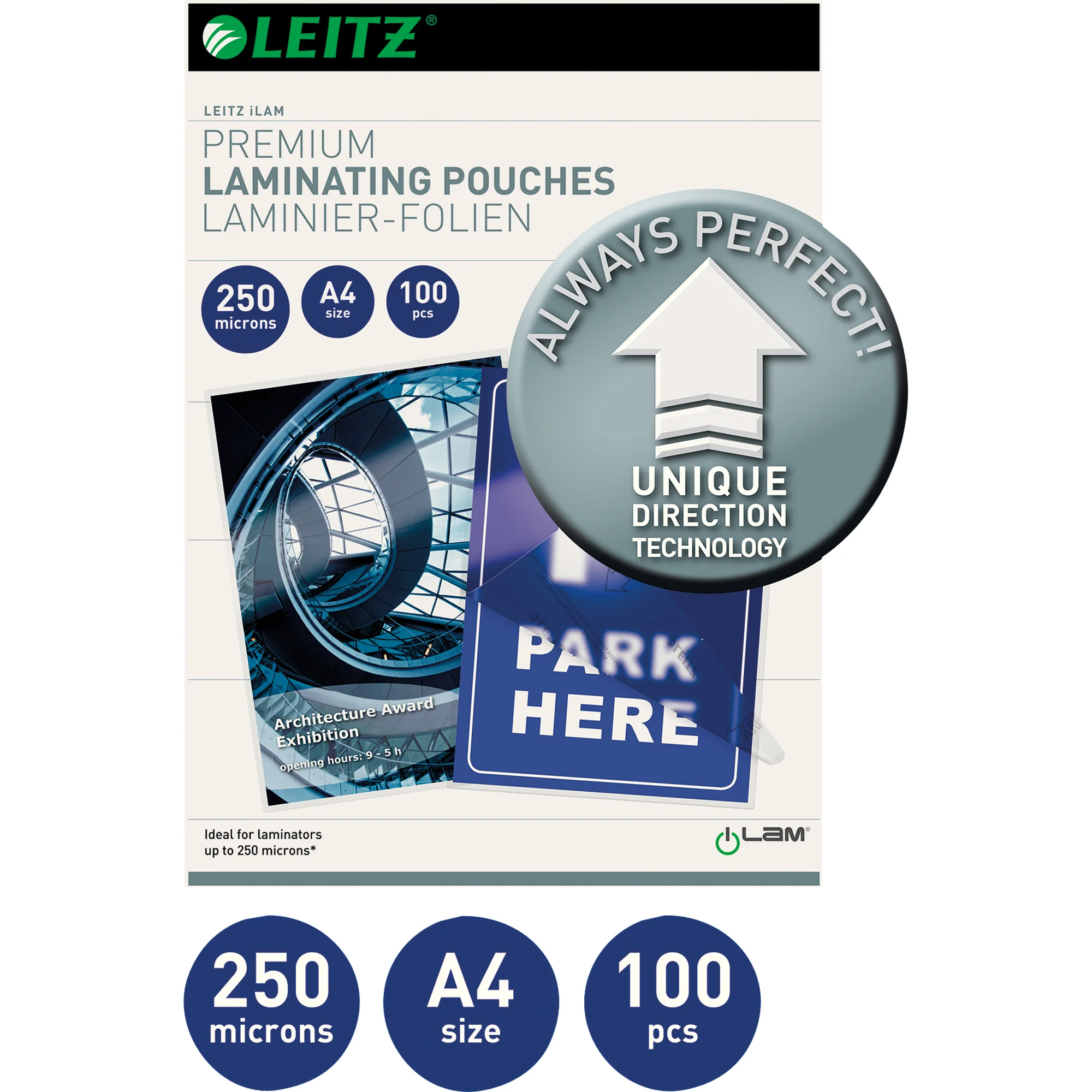 LEITZ Laminierfolientasche iLAM, DIN A4, glänzend, 500 mic (EAN: 4002432397686)