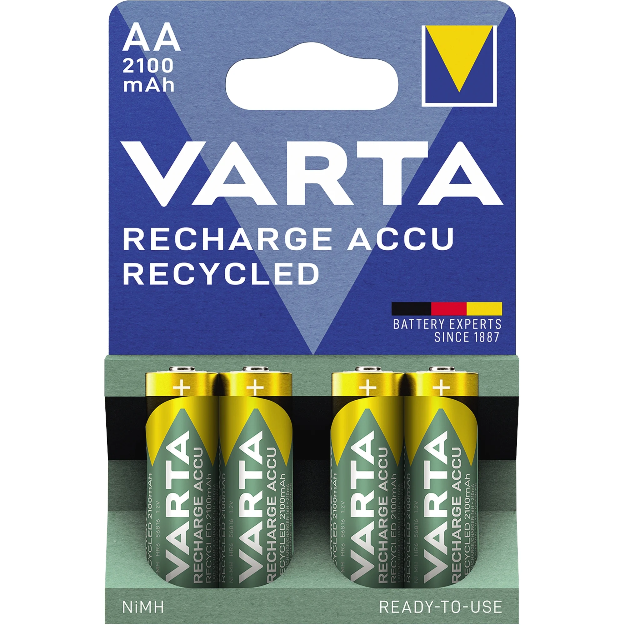 VARTA NiMH Akku "RECHARGE ACCU Recycled", Mignon AA, 2100mAh (EAN: 4008496931583)