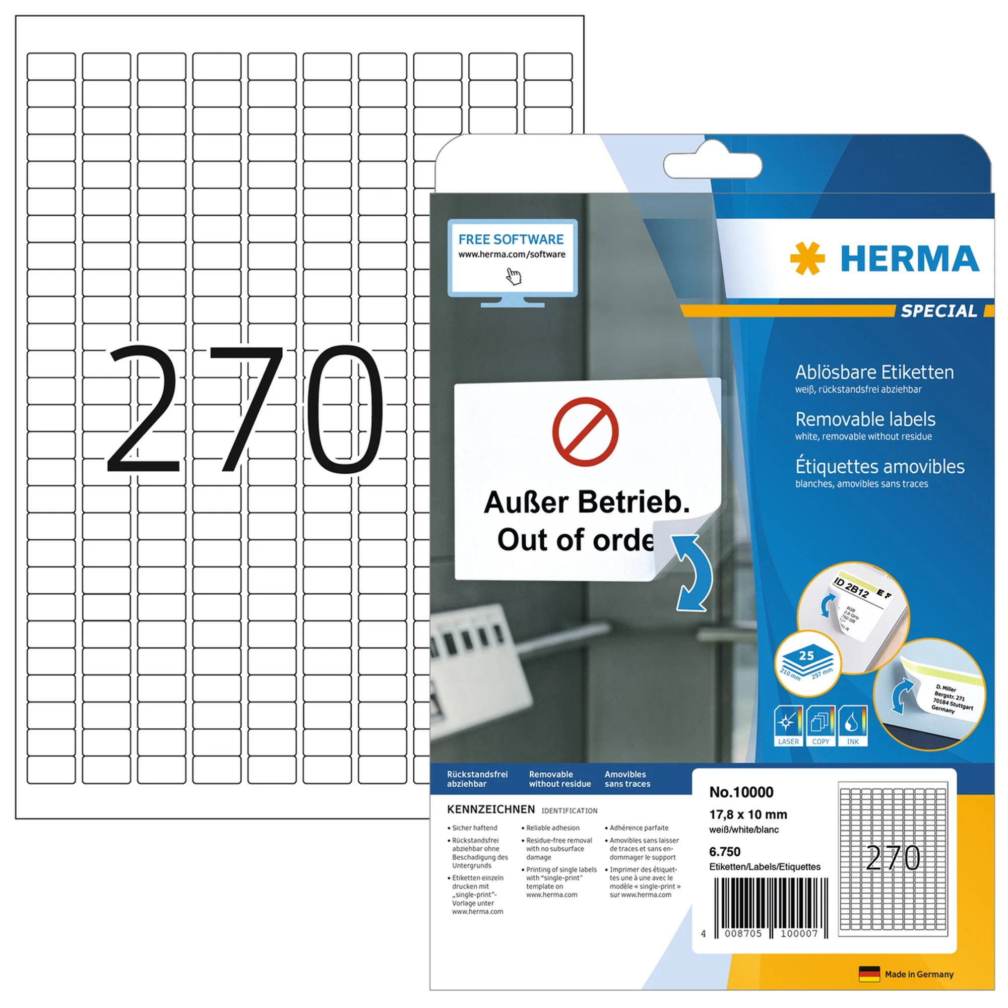 HERMA Universal-Etiketten SPECIAL, 17,8 x 10 mm, weiß (EAN: 4008705100007)