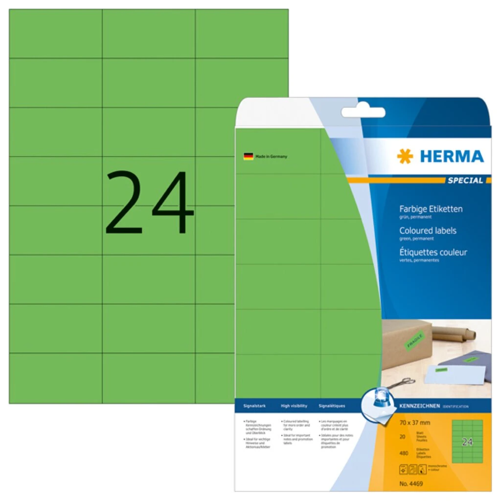 HERMA Universal-Etiketten SPECIAL, 70 x 37 mm, grün (EAN: 4008705044691)