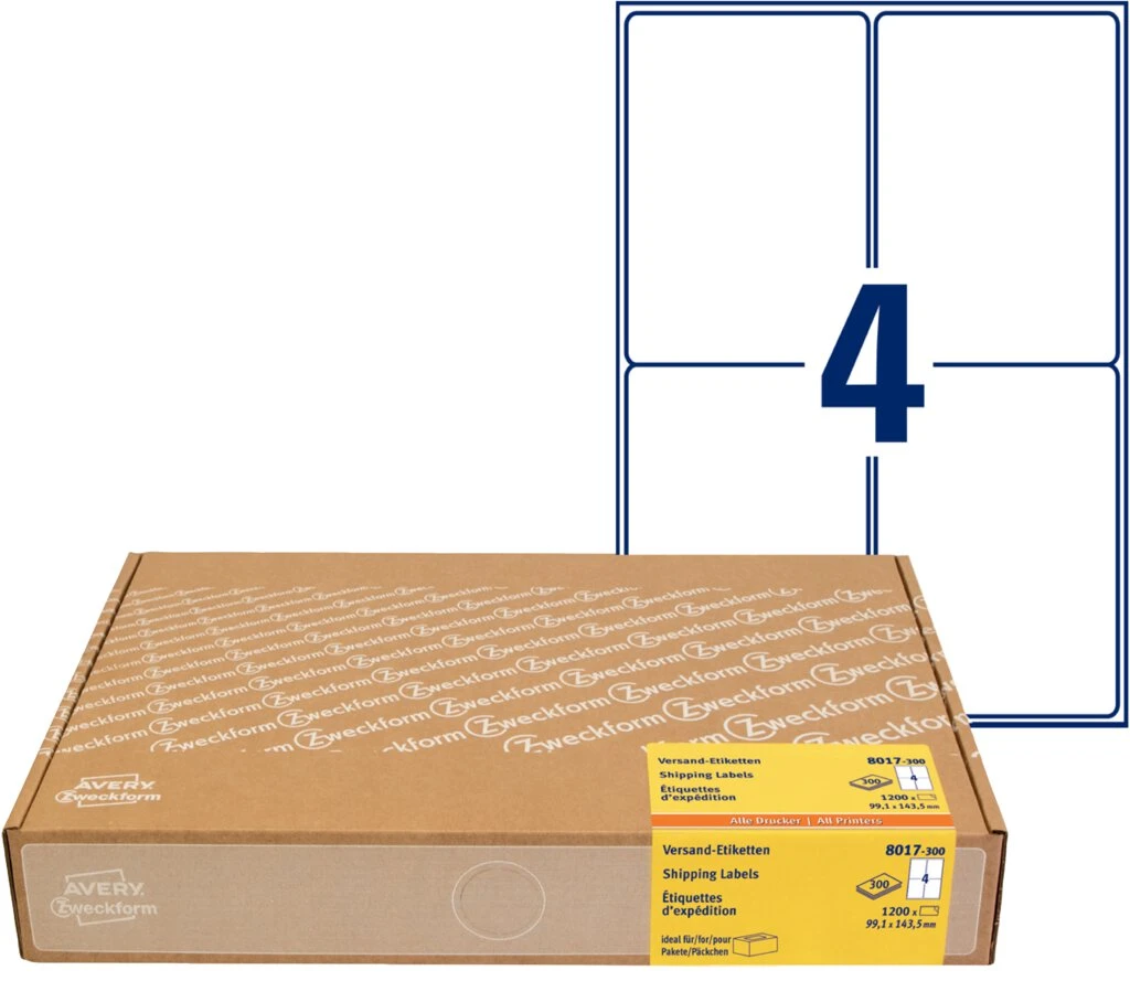 AVERY Zweckform Versand-Etiketten, 99,1 x 143,5 mm, weiß (EAN: 4004182180174)