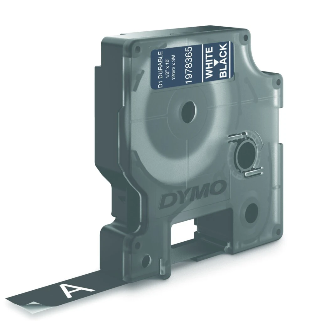 DYMO D1 Schriftbandkassette weiß/schwarz, 12 mm x 3 m (EAN: 3501179783659)