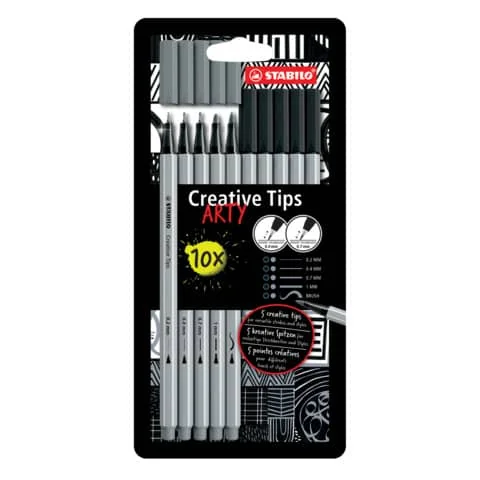 STABILO Creative Tips ARTY SHADING, 10er Kartonetui, grau + schwarz (EAN: 4006381604376)