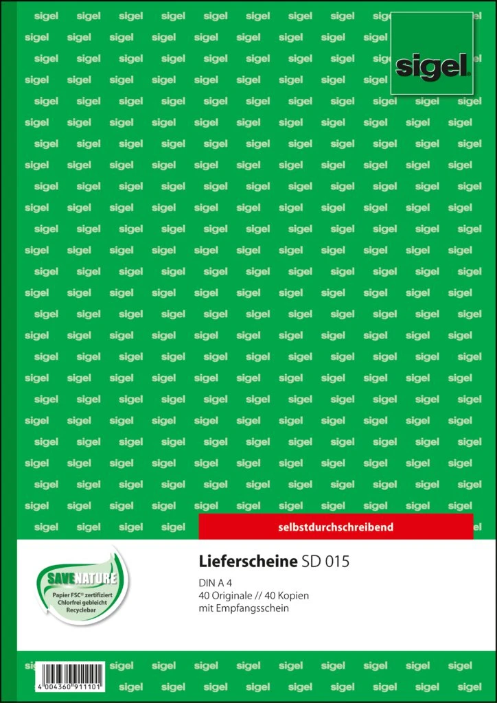 sigel Formularbuch "Lieferschein mit Empfangsschein", A4, SD (EAN: 4004360911101)