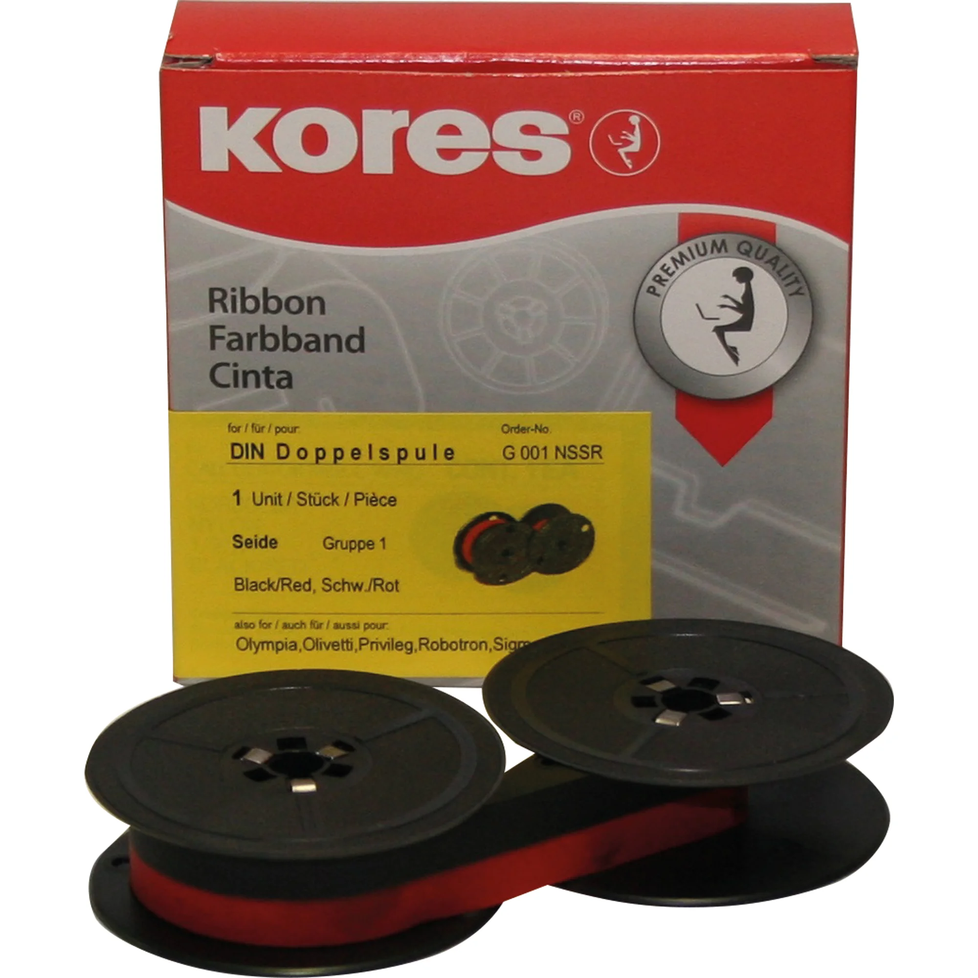 Kores Farbband, Gruppe 1, DIN DS, Seide, schwarz/rot (EAN: 4045257600128)