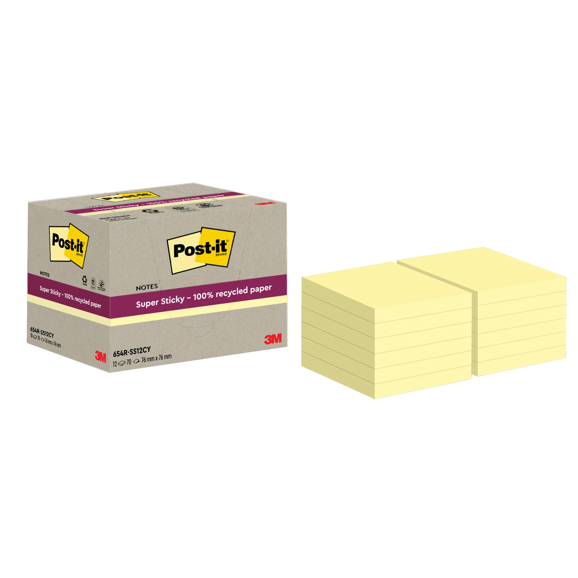 Post-it Haftnotizen super sticky Recycling notes, gelb (EAN: 4064035060831)