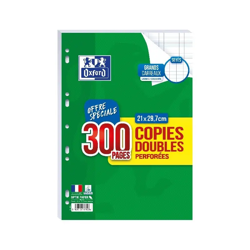 Oxford Copies doubles perforées, A4, Seyès, Offre Spéciale (EAN: 3020126878236)