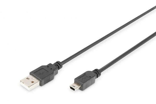 DIGITUS USB 2.0 Anschlusskabel, USB-A - Mini USB-B, 1,0 m, schwarz (EAN: 4016032323235)