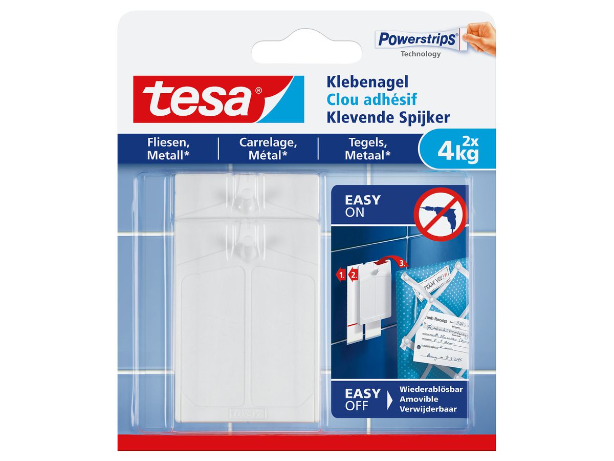 tesa Powerstrips Klebenagel für Fliesen und Metall, 4,0 kg (EAN: 4042448340429)
