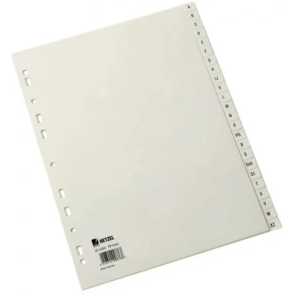 HETZEL Kunststoff-Register, A-Z, A4, PP, 20-teilig, grau (EAN: 4013702000519)