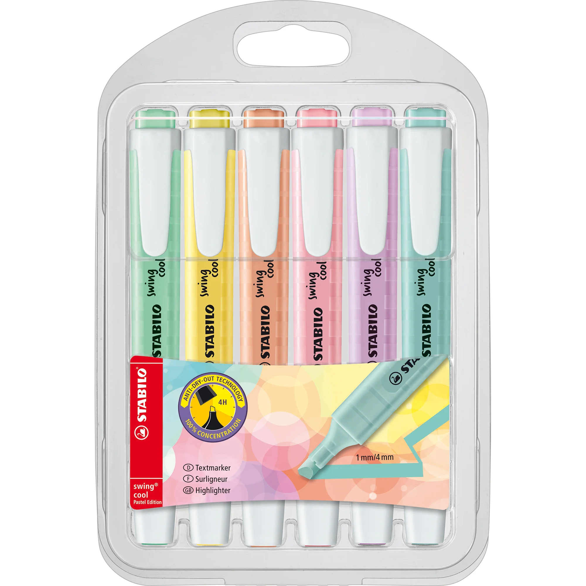 STABILO Textmarker swing cool Pastel Edition, 6er PET-Etui (EAN: 4006381527453)