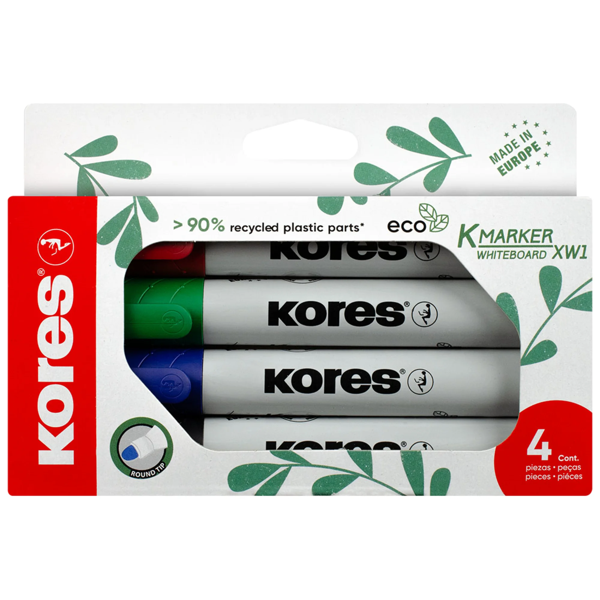 Kores Whiteboard-Marker "ECO XW1", 4er Etui (EAN: 9023800207241)