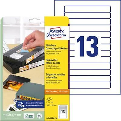 AVERY Zweckform Stick+Lift Etiketten, 147,3 x 20 mm, weiß (EAN: 4004182047460)