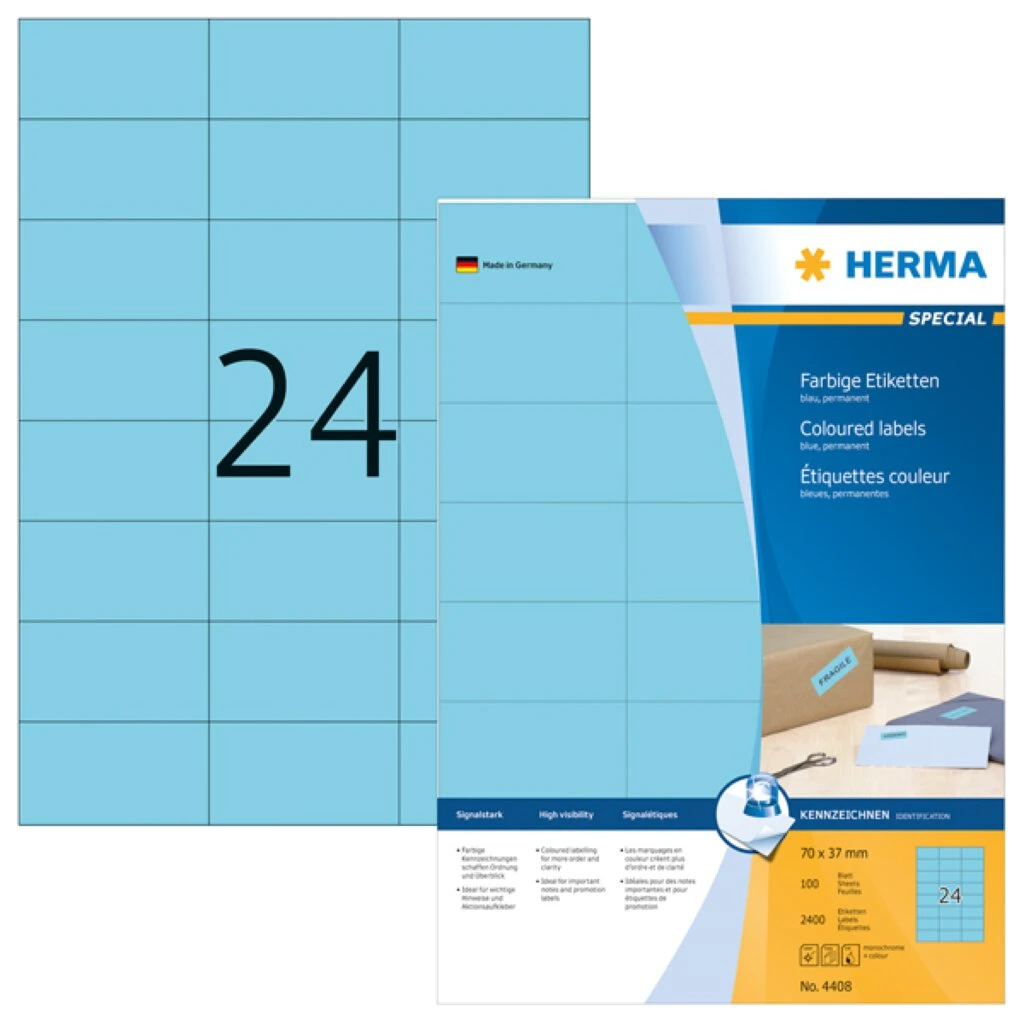 HERMA Universal-Etiketten SPECIAL, 70 x 37 mm, blau (EAN: 4008705044080)