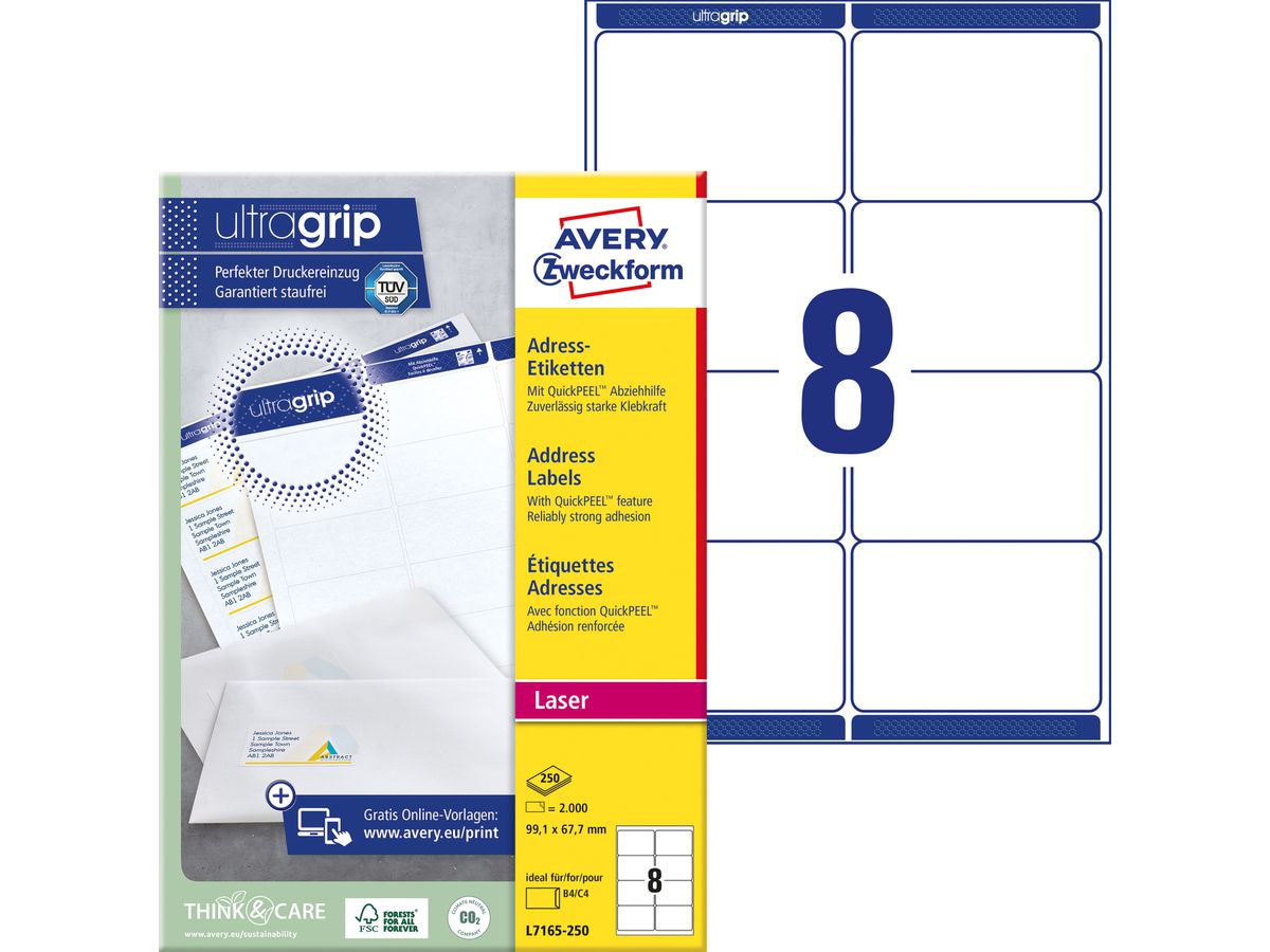 AVERY Zweckform Versand-Etiketten, 99,1 x 67,7 mm, hochweiß (EAN: 4004182251904)