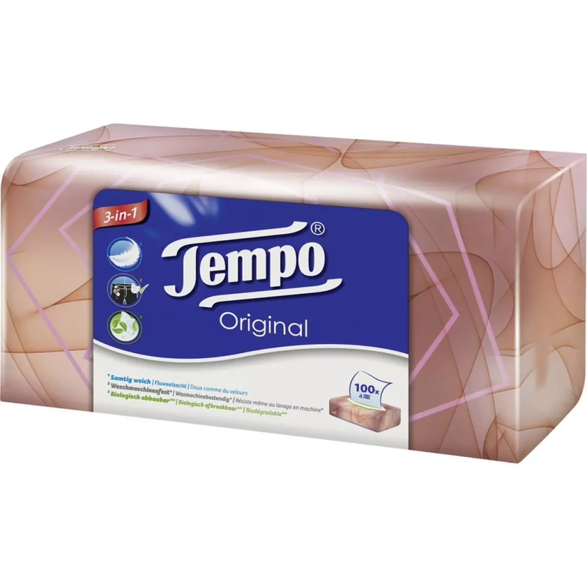 Tempo Taschentücher Original, 4-lagig, weiß, 100er Box (EAN: 7322541403113)