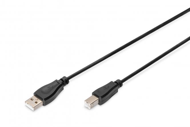 DIGITUS USB 2.0 Kabel, USB-A - USB-B Stecker, 3,0 m, schwarz (EAN: 4016032284796)