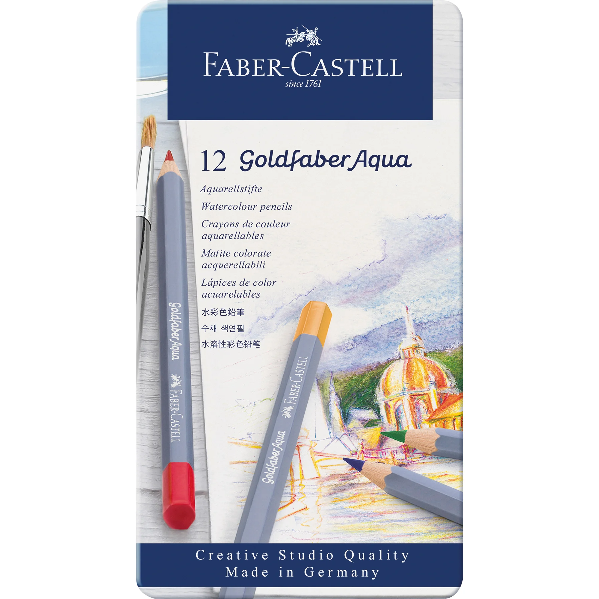 FABER-CASTELL Aquarellstifte GOLDFABER, 12er Metalletui (EAN: 4005401146124)