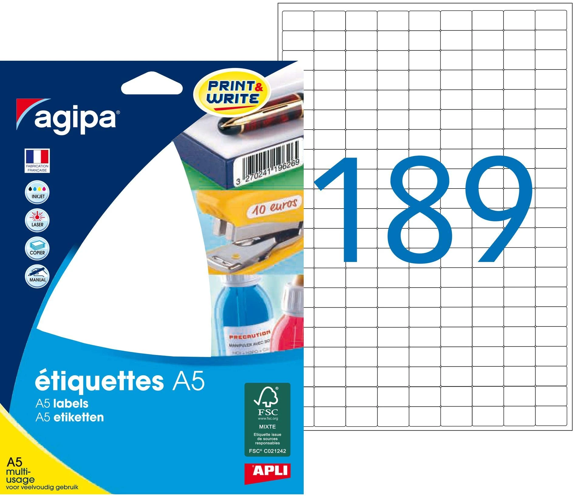 agipa Universal-Etiketten, 9 x 13 mm, weiß (EAN: 3270241140088)