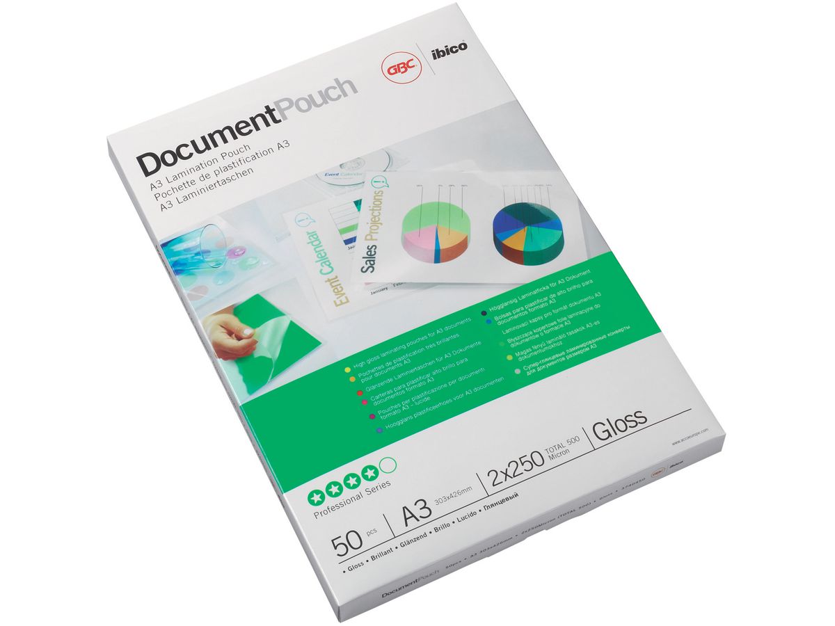 GBC Laminierfolientasche, DIN A3, glänzend, 200 mic (EAN: 0033816036499)