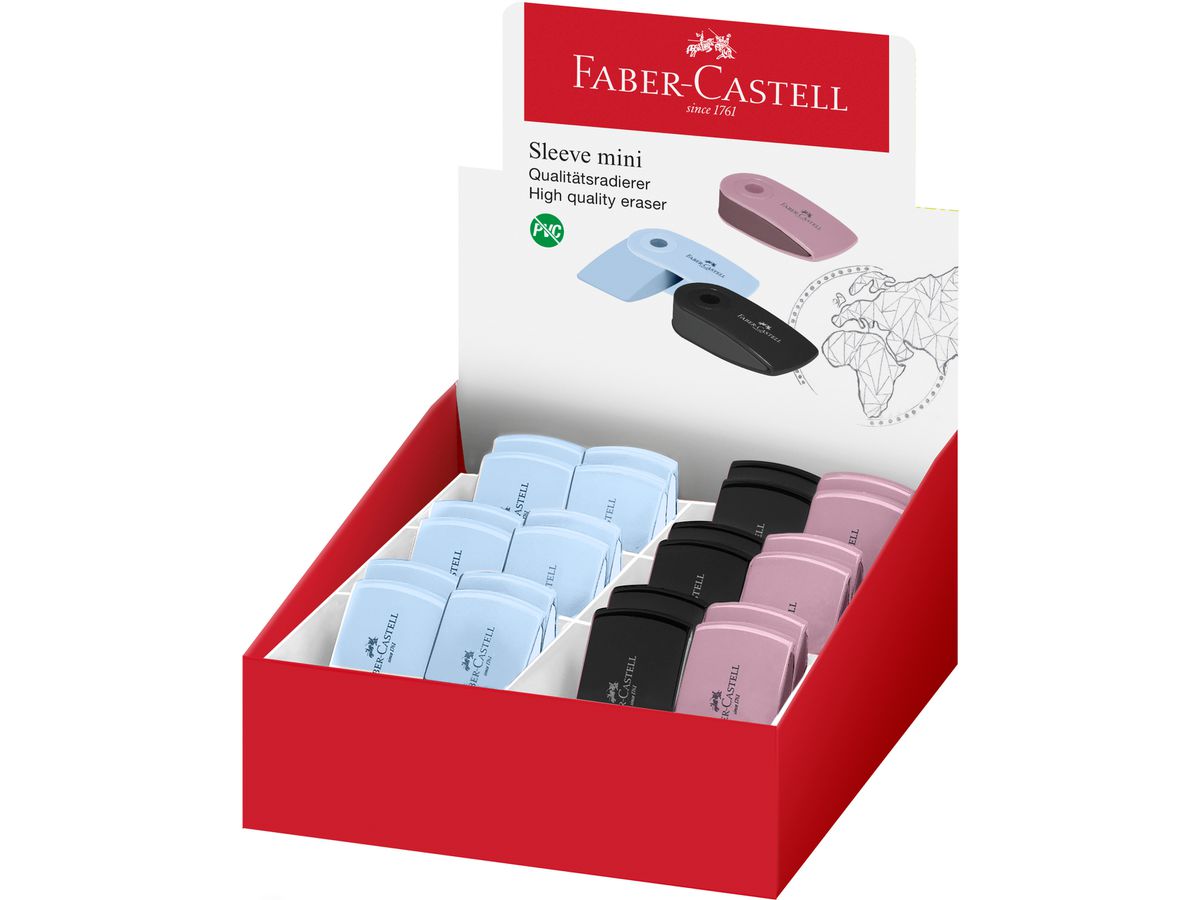 FABER-CASTELL Kunststoff-Radierer SLEEVE MINI, sortiert (EAN: 4005401824770)