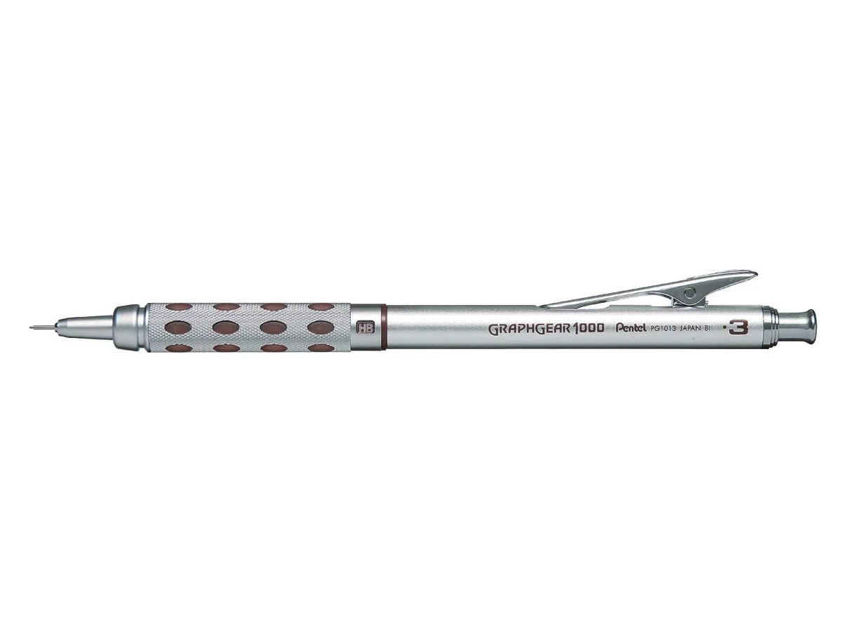 Pentel Druckbleistift GRAPHGEAR 1000, Minenstärke: 0,3 mm, silber/braun (EAN: 4902506066886)