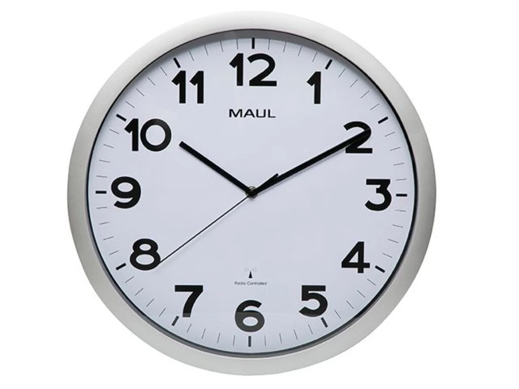 MAUL Wanduhr/Funkuhr MAULstep, Durchmesser: 400 mm, silber (EAN: 4002390077323)