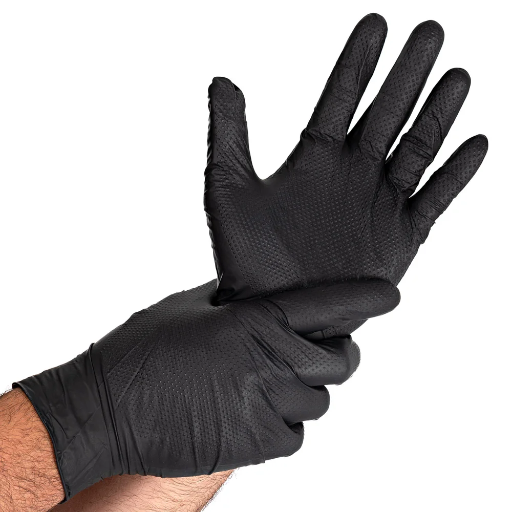 HYGOSTAR Nitril-Handschuh Diamond Grip, L, schwarz,puderfrei (EAN: 4015544722352)