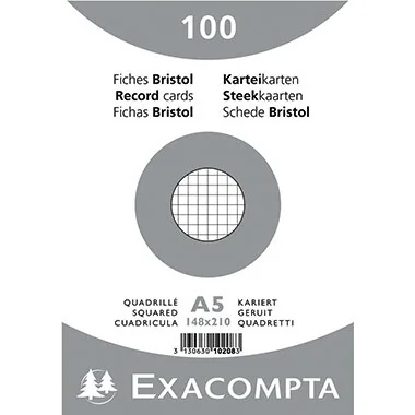 EXACOMPTA Karteikarten, DIN A5, kariert, weiß (EAN: 3130630102083)