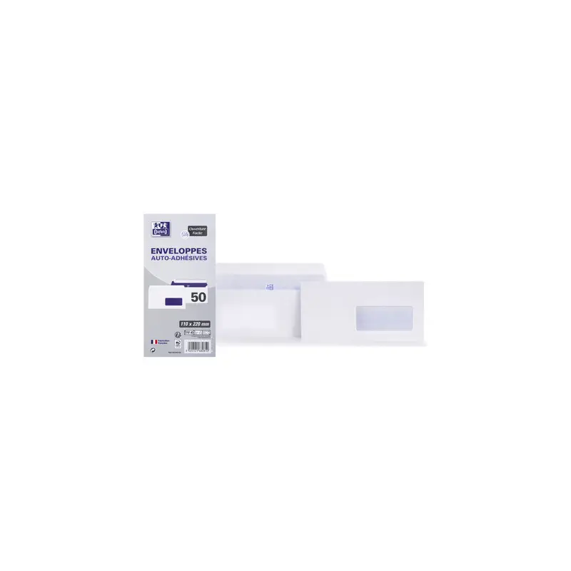 Oxford Enveloppes, DL, 110 x 220 mm, 80 g, auto-adhésives (EAN: 3020121680810)