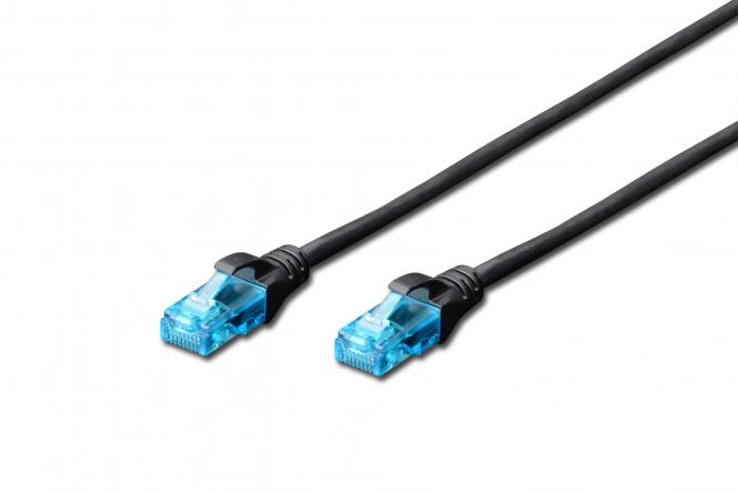 DIGITUS Patchkabel Kat. 5e, U/UTP, 0,5 m, schwarz (EAN: 4016032320722)