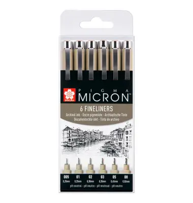 SAKURA Fineliner PIGMA MICRON, 6er Etui, schwarz (EAN: 8710141049449)
