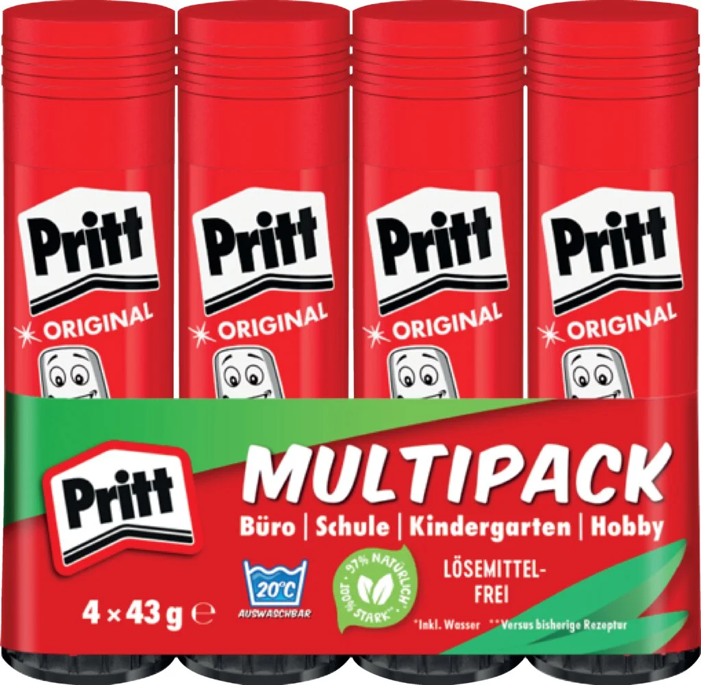 Pritt Klebestift 4 x 43 g im Spar-Pack, lösemittelfrei (EAN: 4015000411882)