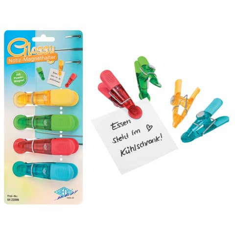 WEDO Notiz-Magnethalter GLOSSY, 4er Set, farbig sortiert (EAN: 4003801855042)