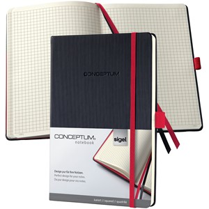 sigel Notizbuch Conceptum, DIN A5, kariert, schwarz/rot (EAN: 4004360826474)