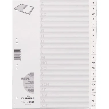 DURABLE Kunststoff-Register, A-Z, A4, 20-teilig, weiß (EAN: 4005546665252)