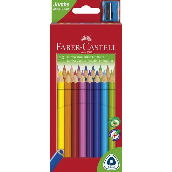 FABER-CASTELL Dreikant-Buntstifte Jumbo, 20er Etui (EAN: 8991761345023)