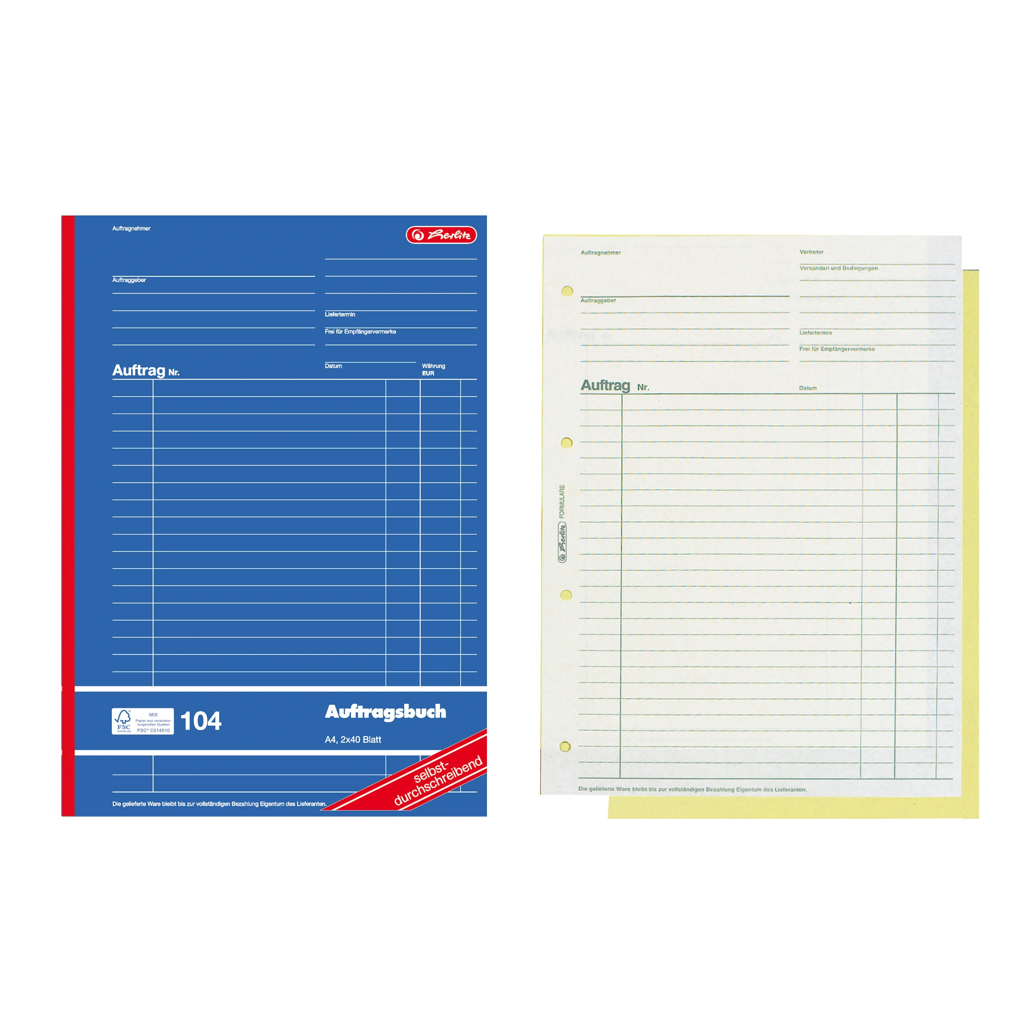 herlitz Formularbuch "Auftrag 104", DIN A4, 2 x 40 Blatt (EAN: 4008110880426)