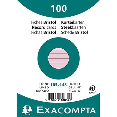 EXACOMPTA Karteikarten, DIN A6, liniert, rosa (EAN: 3130639108390)