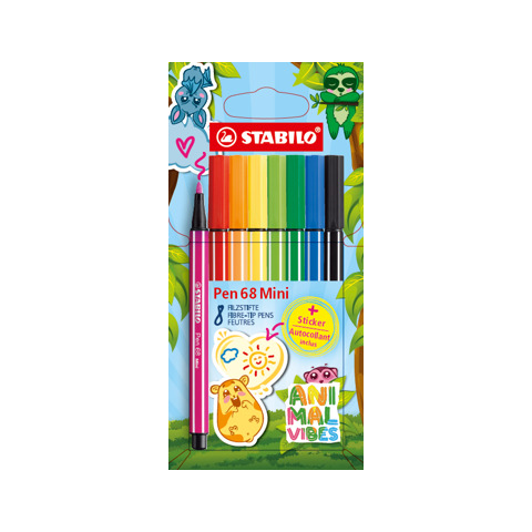 STABILO Fasermaler Pen 68 Mini Animal Vibes, 8er Etui (EAN: 4006381625647)